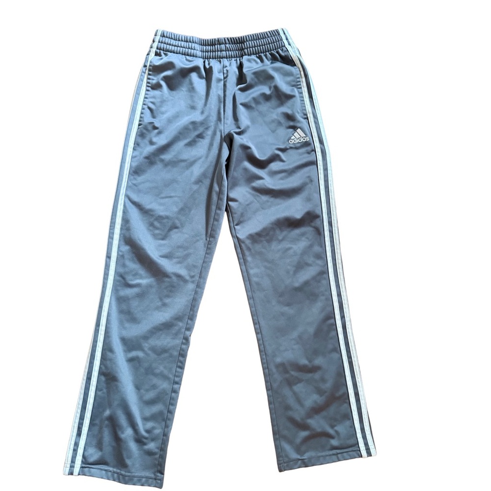 Adidas Kids Gray Joggers with White Stripes